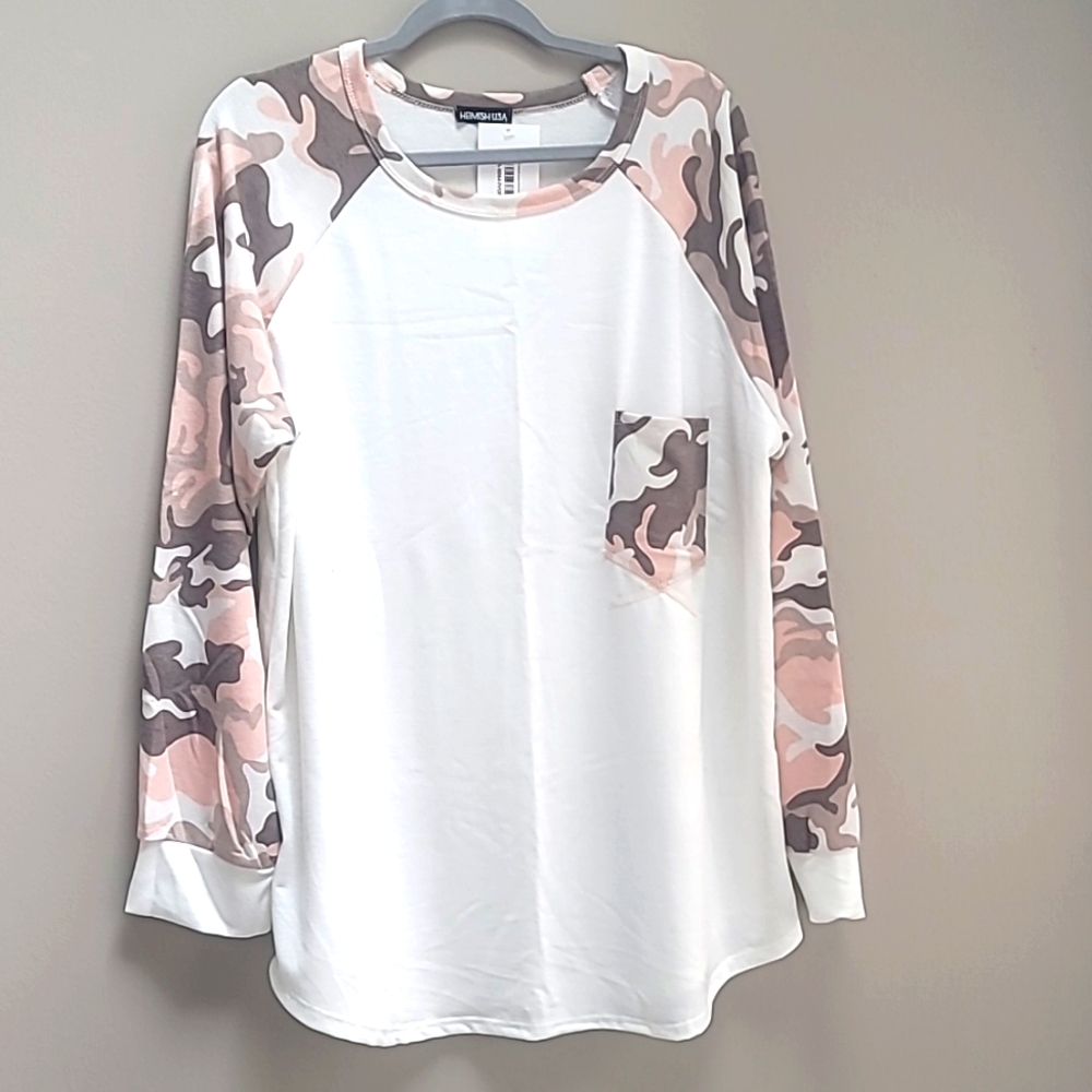 3x White and pink camo top NWT